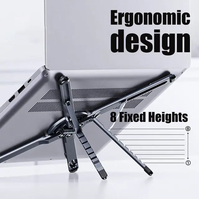 Alt view image 4 of 7 - 3 in 1 Magnetic Tripod Holder Mount Portable Phone Stand Foldable 8-Level Height Adjustable Laptop Stand for Desk Phone Stand Tripod for 1016" Laptops and 413" Phones/Tablets