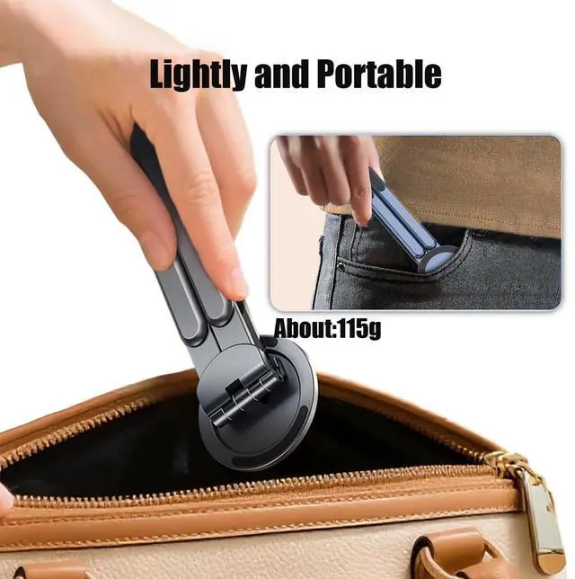 Alt view image 7 of 7 - 3 in 1 Magnetic Tripod Holder Mount Portable Phone Stand Foldable 8-Level Height Adjustable Laptop Stand for Desk Phone Stand Tripod for 1016" Laptops and 413" Phones/Tablets