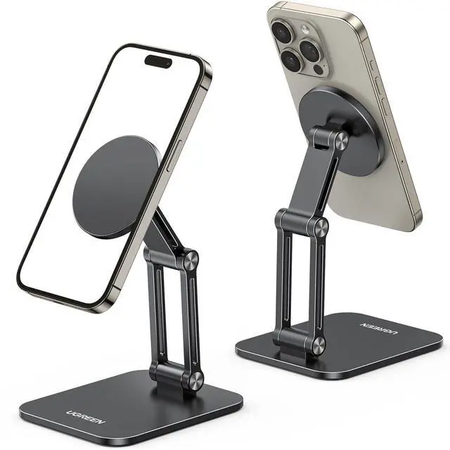 Main image of Magnetic Phone Stand Compatible with MagSafe Holder for Desk Ergonomic Design Adjustable, Aluminum Cell Phone Stand Compatible for iPhone 17 Air 16 15 14 13 12 Pro Max and MagSafe Case, Black
