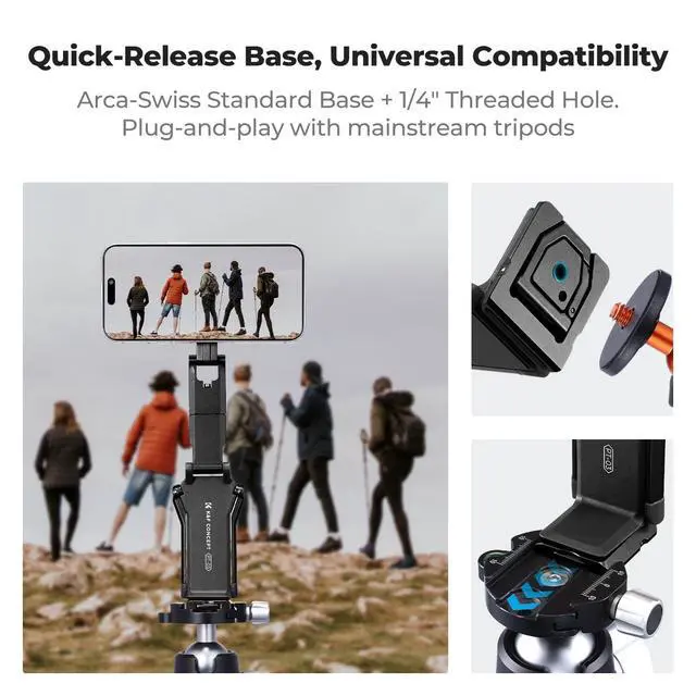 Alt view image 7 of 7 - 360° Rotating Magnetic Phone Tripod, 4-in-1 Portable Aluminum Magnetic Tripod for iPhone 17/16/15/14 Pro Max, Phone Stand Fits Vlog, Gym, Travel Accessories, Black