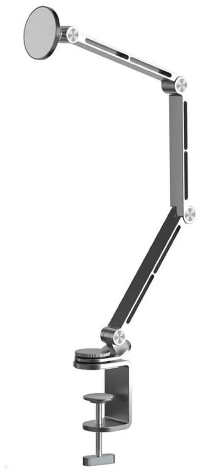 Main image of Magnetic Heavy Duty Metal Phone/Tablet Holder for Bed Adjustable Foldable Stand for Desk Aluminum Universal Lazy Bracket 360° Rotation Flexible Long Arm (Grey, Magnetic)