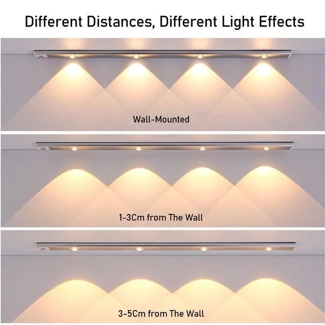 Alt view image 3 of 7 - Under Cabinet Kitchen Lights Led Motion Sensor Dimmable Cupboard Lights USB Rechargeable Home Decorate Night Light for Wardrobe Closet Stairs Counter (Color : Silver, Size : 80cm)