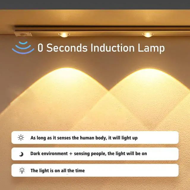 Alt view image 4 of 7 - Under Cabinet Kitchen Lights Led Motion Sensor Dimmable Cupboard Lights USB Rechargeable Home Decorate Night Light for Wardrobe Closet Stairs Counter (Color : Silver, Size : 80cm)