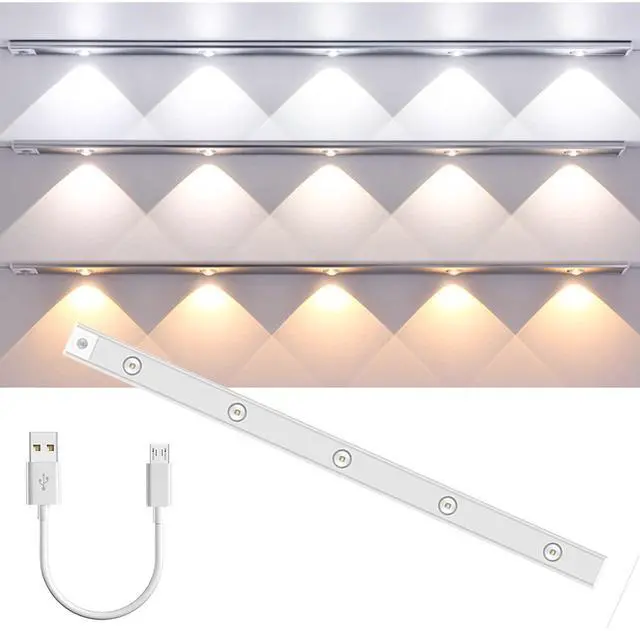 Main image of Under Cabinet Kitchen Lights Led Motion Sensor Dimmable Cupboard Lights USB Rechargeable Home Decorate Night Light for Wardrobe Closet Stairs Counter (Color : Silver, Size : 80cm)