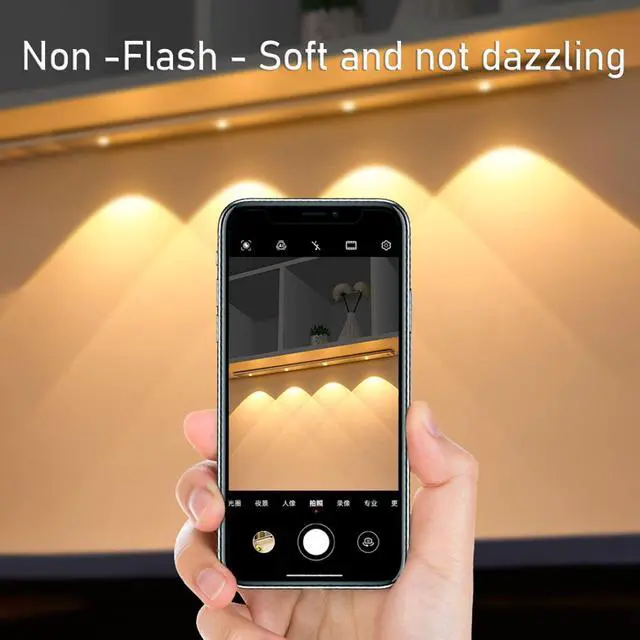 Alt view image 6 of 7 - Under Cabinet Kitchen Lights Led Motion Sensor Dimmable Cupboard Lights USB Rechargeable Home Decorate Night Light for Wardrobe Closet Stairs Counter (Color : Silver, Size : 80cm)