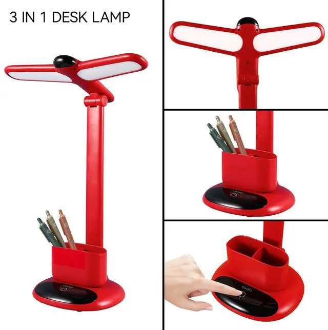 Alt view image 5 of 7 - Wireless LED Desk Lamp 6785-Touch Control, 2700-7000K Adjustable Color Temperature, 700 Lumens, Dual-Head Design, Pen Holder, USB-C Charging, 2400mAh Battery, 2.5hrs Wireless Use