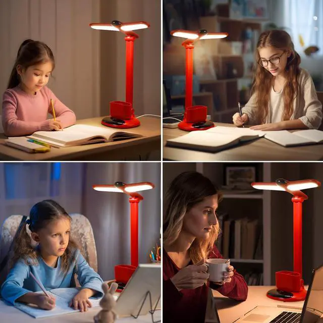 Alt view image 7 of 7 - Wireless LED Desk Lamp 6785-Touch Control, 2700-7000K Adjustable Color Temperature, 700 Lumens, Dual-Head Design, Pen Holder, USB-C Charging, 2400mAh Battery, 2.5hrs Wireless Use