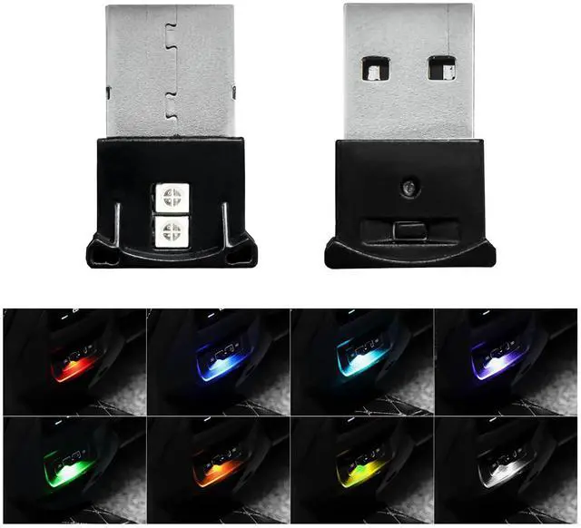 Main image of 2 PCS Mini USB LED Light, 8 Colors RGB Car USB LED Interior Atmosphere Light, Adjustable Brightness Smart Laptop Keyboard Home Office Decoration Night Lamp, Car Accessories