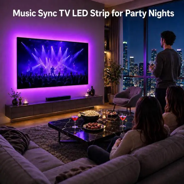 Alt view image 3 of 6 - LED Lights for TV 9.84ft, TV LED Backlight for 32-43 Inch TV, RGB LED Strip Lights with Music Sync, Bluetooth APP and Remote Control, USB Powered Strip Lights for Bedroom Gaming Home Decor