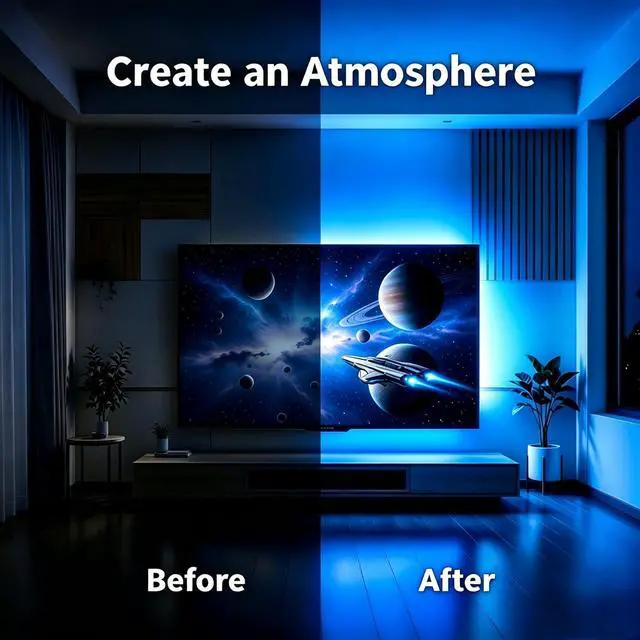 Alt view image 5 of 6 - LED Lights for TV 9.84ft, TV LED Backlight for 32-43 Inch TV, RGB LED Strip Lights with Music Sync, Bluetooth APP and Remote Control, USB Powered Strip Lights for Bedroom Gaming Home Decor
