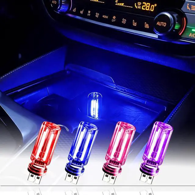 Main image of USB LED Night Light 4 Pack, RGB Glass Ambient Lights with Touch Control & Dimmable Brightness, Mini Plug in USB Lamp for Car, Laptop, Bedroom, Decorative Gift for Men(Red Blue Purple Pink)