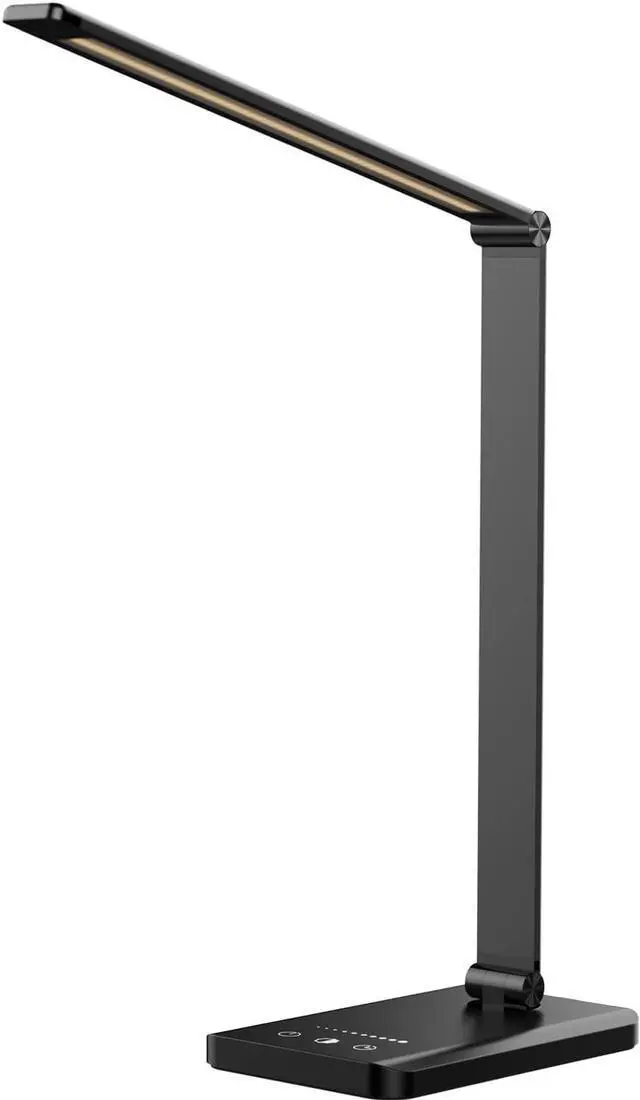 Main image of LED Desk Lamp with USB Charging Port, Dimmable Eye-Caring Reading Desk Light for Home, with 5 Brightness Level & 3 Lighting Modes, Touch Control, Auto Timer (Black)