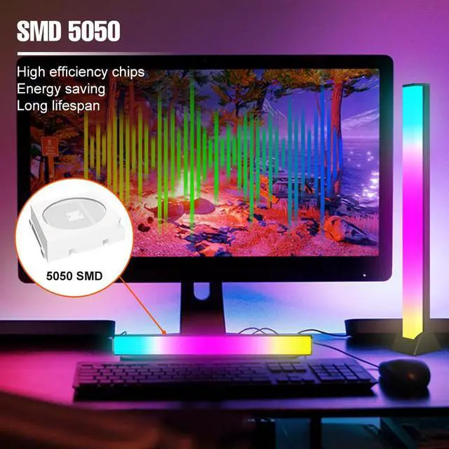 Alt view image 2 of 7 - 12.48 Inch RGB LED Light Bar 18 Color Changing 10 Dynamic Modes USB 5V Gaming Ambient Lamp TV Backlight Desktop Decor Mood Lamps for Bedroom PC Home Decoration Lighting