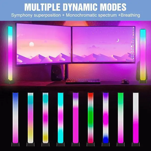 Alt view image 3 of 7 - 12.48 Inch RGB LED Light Bar 18 Color Changing 10 Dynamic Modes USB 5V Gaming Ambient Lamp TV Backlight Desktop Decor Mood Lamps for Bedroom PC Home Decoration Lighting