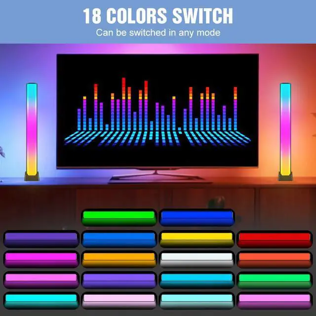 Alt view image 4 of 7 - 12.48 Inch RGB LED Light Bar 18 Color Changing 10 Dynamic Modes USB 5V Gaming Ambient Lamp TV Backlight Desktop Decor Mood Lamps for Bedroom PC Home Decoration Lighting