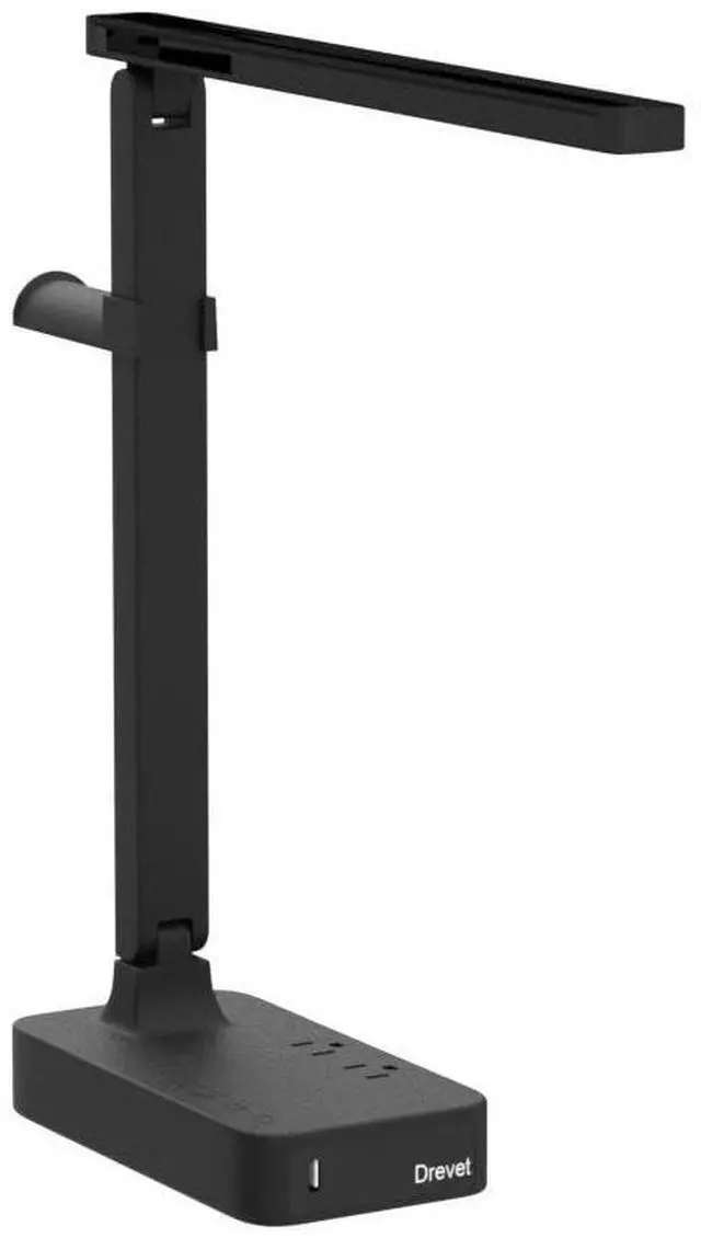 Alt view image 4 of 7 - LED Desk Lamp with Headphone Stand, Desk Light with 1 USB Charging Port and 2 AC Power Outlet, 3 Lighting Modes, 3 Level Brightness,1H Timer, Memory Function, Eye-Caring Gaming Desk Lamp