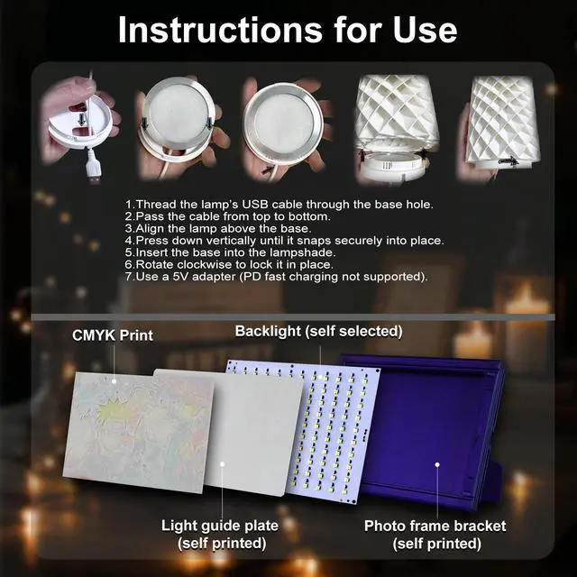 Alt view image 6 of 6 - LED Lamp Kit 001 Collection (16 Color RGB & 3 Color) for Bambu Lab, LED Backlight Board Kit (CMYK & Lithophane), 3D Printer Lamp Kit for Beginners, Maker World 3D Printing Light Projects