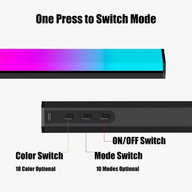 Alt view image 2 of 7 - RGB Light Bar Gaming Light, Dimmable RGB LED Table Lamp Ambient Lighting, USB RGB Light Bar, Color Changing RGB for TV Backlight/Bedroom/Gaming Desk/Bedside Table