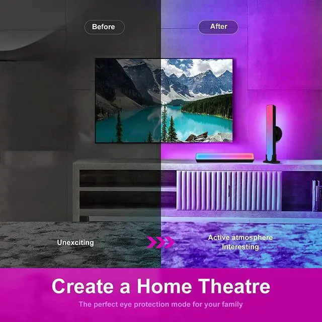 Alt view image 6 of 7 - RGB Light Bar Gaming Light, Dimmable RGB LED Table Lamp Ambient Lighting, USB RGB Light Bar, Color Changing RGB for TV Backlight/Bedroom/Gaming Desk/Bedside Table