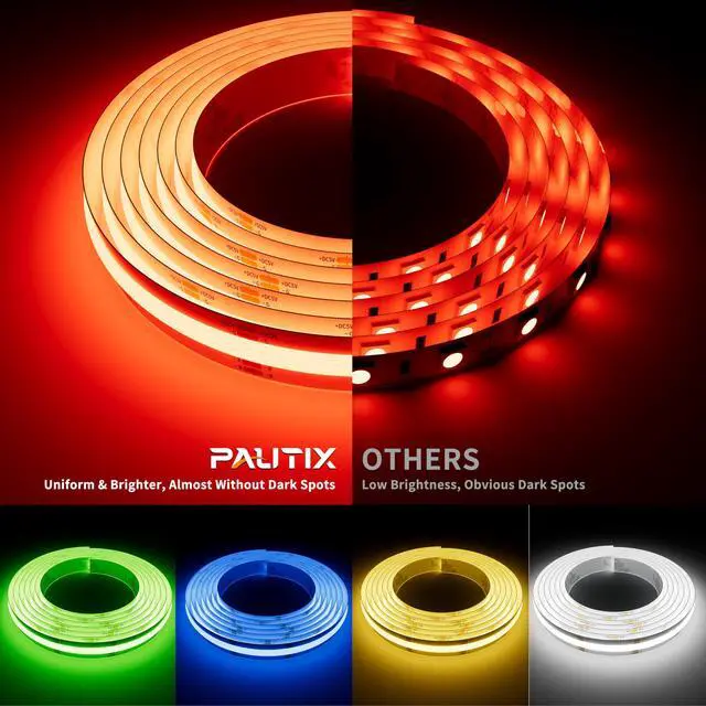Alt view image 2 of 7 - 5V USB COB RGB LED Strip Light 9.84ft/3m Color Changing Light Strips,TV Backlight Multicolor Flexible Under Cabinet Tape Lights with Bluetooth Control for Bedroom,Kitchen,Home DIY Lighting