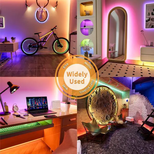 Alt view image 7 of 7 - 5V USB COB RGB LED Strip Light 9.84ft/3m Color Changing Light Strips,TV Backlight Multicolor Flexible Under Cabinet Tape Lights with Bluetooth Control for Bedroom,Kitchen,Home DIY Lighting