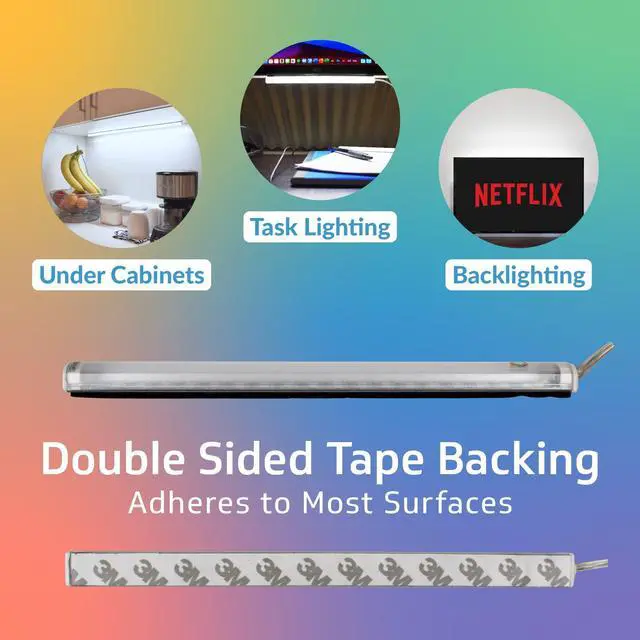 Alt view image 4 of 7 - TrueColor USB-Powered LED Light Bar with Frosted Cover for Under Cabinet, Under Monitor, TV Backlight Easy-Install - Adhesive & Mounting Brackets Included - 100,000 Hours Lifetime (12", Daylight)