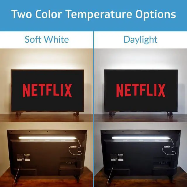Alt view image 5 of 7 - TrueColor USB-Powered LED Light Bar with Frosted Cover for Under Cabinet, Under Monitor, TV Backlight Easy-Install - Adhesive & Mounting Brackets Included - 100,000 Hours Lifetime (12", Daylight)