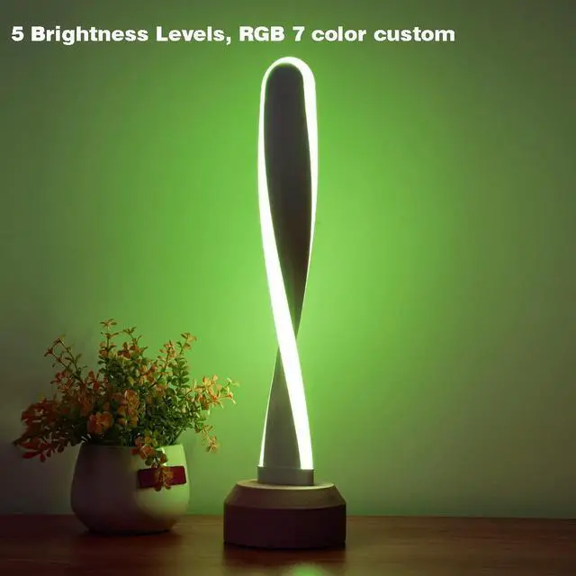 Alt view image 2 of 7 - Modern Wooden RGB Table Lamp with 7 Color-Changing Lights, Natural Beech Bedside Lamp for Bedroom, Living Room, Game Room, Creative Home Decor & Unique Gift Idea