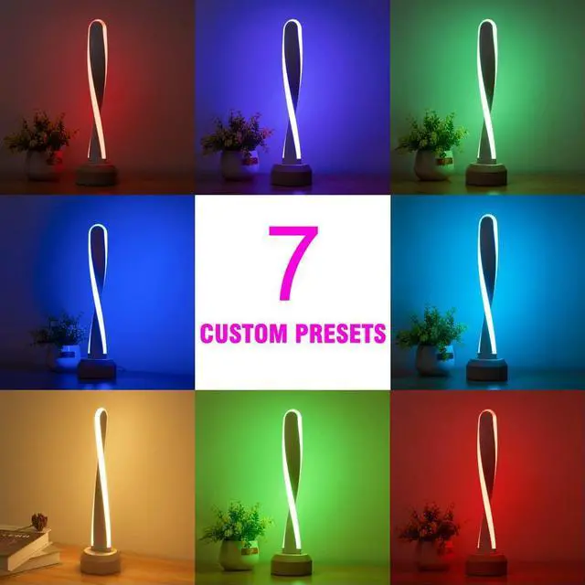 Alt view image 3 of 7 - Modern Wooden RGB Table Lamp with 7 Color-Changing Lights, Natural Beech Bedside Lamp for Bedroom, Living Room, Game Room, Creative Home Decor & Unique Gift Idea