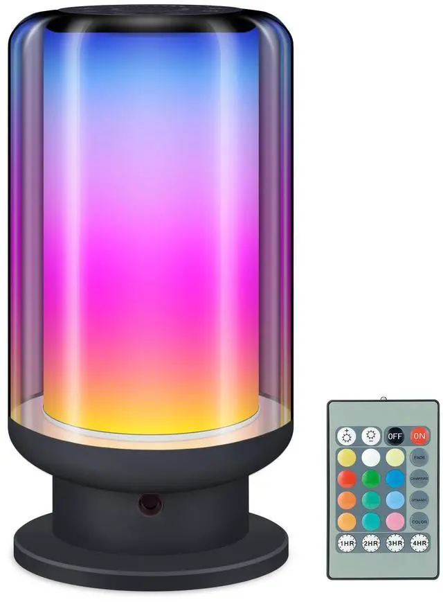 Main image of LED Color Changing Table Lamps, Dimmable Bedside Lamp with Remote, Plug in Desk Light Bedroom Lamp for Living Room-Black
