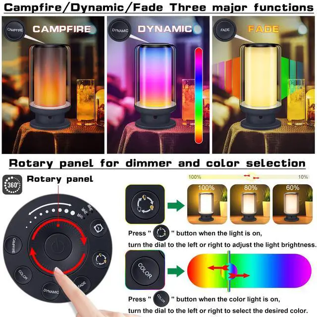 Alt view image 2 of 7 - LED Color Changing Table Lamps, Dimmable Bedside Lamp with Remote, Plug in Desk Light Bedroom Lamp for Living Room-Black