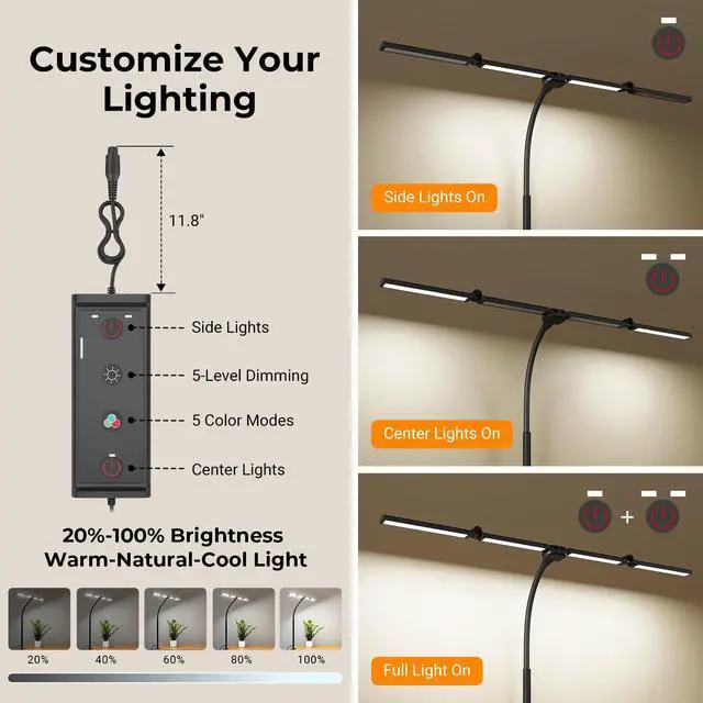 Alt view image 6 of 7 - LED Desk Lamps for Home Office,Smart Adjustable Swing Arm Desk Lamp with Clamp,Gooseneck Tall Clip on Desk Light for Sewing,Reading,Drawing,Workbench,Study,Screen,Crafting,Monitor Architect,Computer