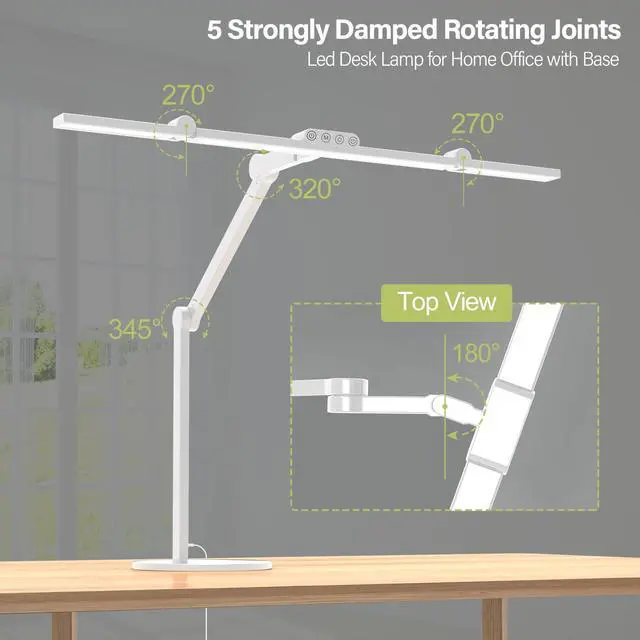 Alt view image 6 of 6 - Led Desk Lamp with Atmosphere Lighting, Rotatable Tall Architect Desk Lamp for Home Office with Swing Arm, 24W Bright Auto Dimming Adjustable Computer Light with Base for Table