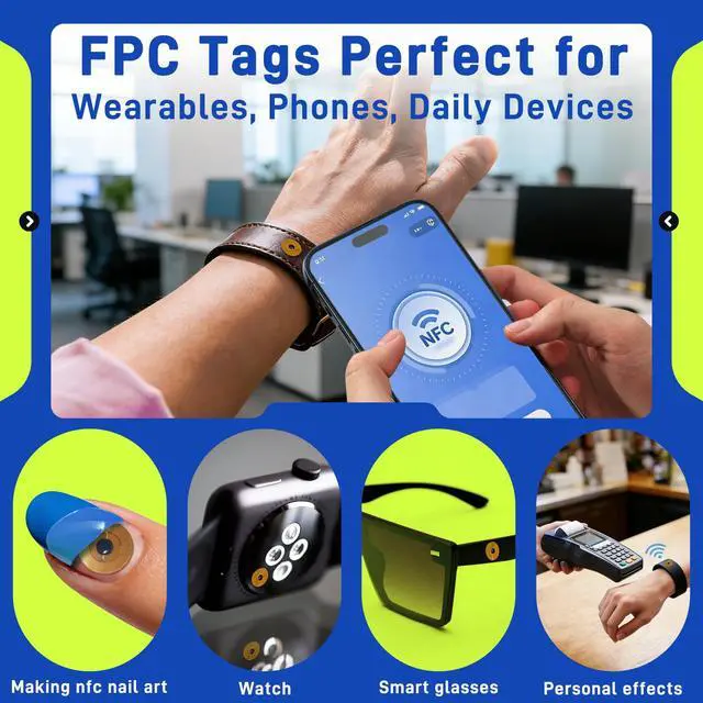 Alt view image 4 of 6 - 10pcs NFC Tags NTAG215 FPC Tag Stickers, Flexible Smart Nail Electronic Tags NFC Key Tag Waterproof Programmable RFID Sticker 10mm Round