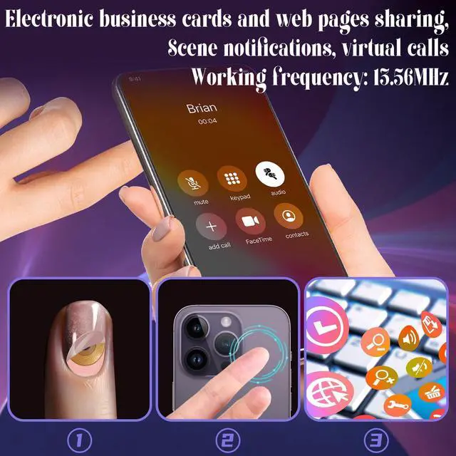 Alt view image 5 of 6 - 10pcs NFC Tags NTAG215 FPC Tag Stickers, Flexible Smart Nail Electronic Tags NFC Key Tag Waterproof Programmable RFID Sticker 10mm Round