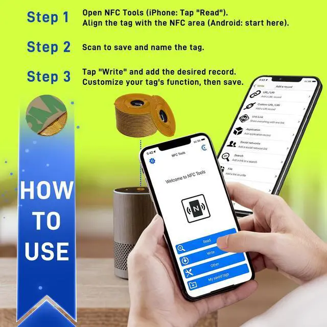 Alt view image 6 of 6 - 10pcs NFC Tags NTAG215 FPC Tag Stickers, Flexible Smart Nail Electronic Tags NFC Key Tag Waterproof Programmable RFID Sticker 10mm Round