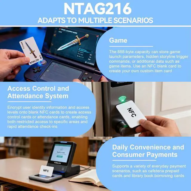 Alt view image 6 of 7 - 30 Pcs NTAG216 CR80 NFC Cards, NFC 216 Tags, 888 Bytes Blank Programmable PVC Cards, Printable Rewritable for Digital Business Cards, Smart Home & Smart Locks& All NFC Enabled Smartphones and Devices