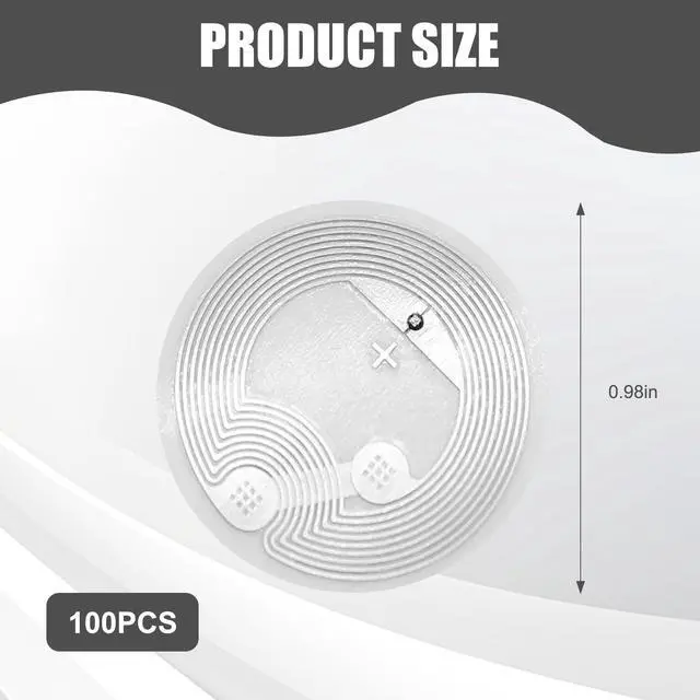 Alt view image 2 of 7 - 100 PCS NFC Tags Sticker NFC Chips Ntag215, Adhesive Back, Rewritable 504 Bytes Memory, Compatible with Tagmo and Amiibo as Well as NFC-Enabled Devices and Smartphones (1 in)