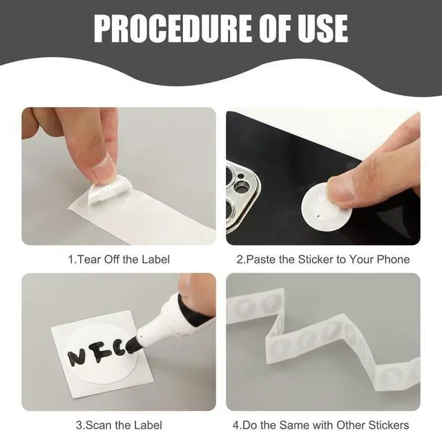 Alt view image 6 of 7 - 100 PCS NFC Tags Sticker NFC Chips Ntag215, Adhesive Back, Rewritable 504 Bytes Memory, Compatible with Tagmo and Amiibo as Well as NFC-Enabled Devices and Smartphones (1 in)