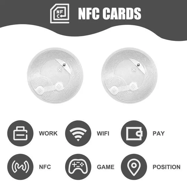Alt view image 5 of 7 - 100 PCS NFC Tags Sticker NFC Chips Ntag215, Adhesive Back, Rewritable 504 Bytes Memory, Compatible with Tagmo and Amiibo as Well as NFC-Enabled Devices and Smartphones (1 in)