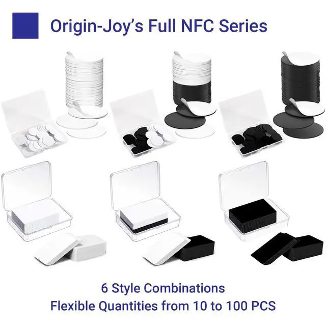 Alt view image 6 of 6 - 10 PCS NFC Tags, NTAG215 Blank Waterproof 25mm Round Coin NFT Chips with Adhesive, Programmable & Rewritable, Compatible with Amiibo, TagMo, iOS & Android Devices (Black)