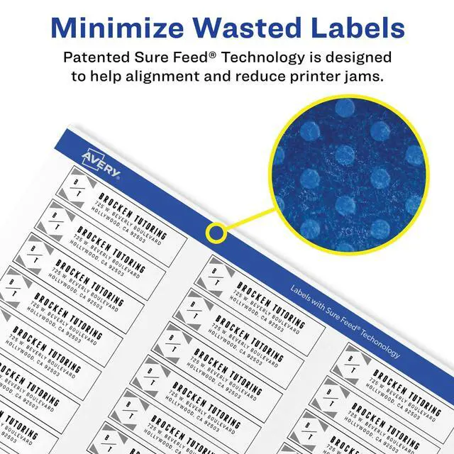 Alt view image 2 of 7 - Printable Return Address Labels with Sure Feed, 0.5" x 1.75", White, 8,000 Blank Mailing Labels (05167)