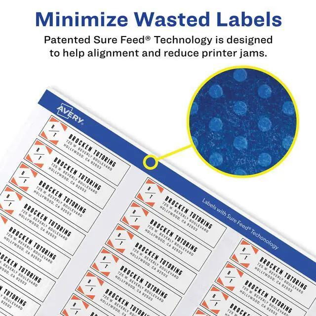 Alt view image 2 of 7 - Printable Return Address Labels with Sure Feed, 0.5" x 1.75", White, 2,000 Blank Mailing Labels (08167)