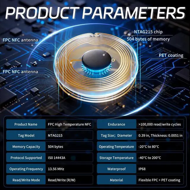 Alt view image 3 of 6 - NFC Tags, Programmable RFID Stickers Tag215, Round Waterproof Flexible Fpc NFC Labels for Phones, Wearables, Automation (10PCS, 10mm)