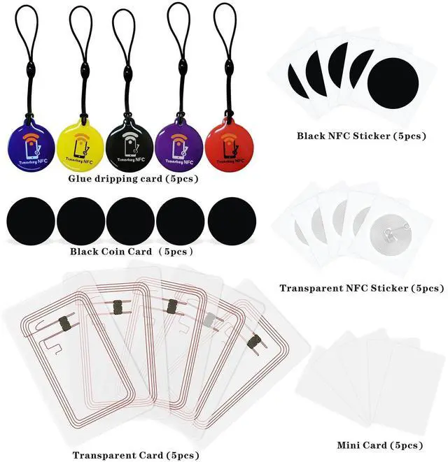 Main image of Tags Ntag215 Stickers iPhone Compatible - Clear NFC Blank Cards (30pcs)