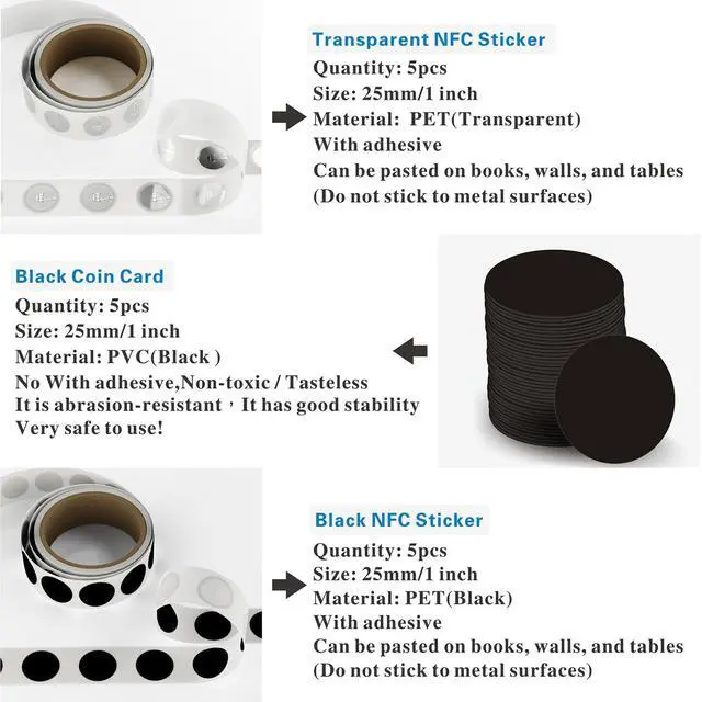 Alt view image 2 of 7 - Tags Ntag215 Stickers iPhone Compatible - Clear NFC Blank Cards (30pcs)