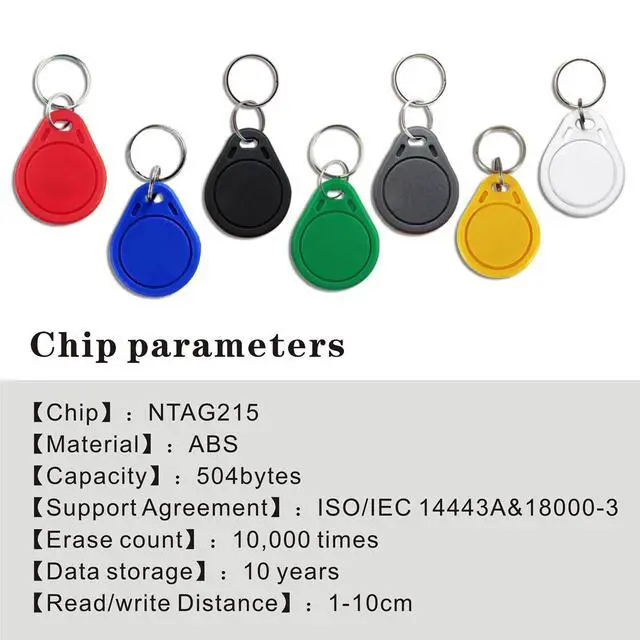 Alt view image 4 of 7 - 10Pcs NFC Tag Keychain NFC Key Fob NTAG215 NFC Card NFC Fob NFC Business Card NFC Chips NFC Tag Maker504 Bytes Memory, Compatible with TagMo and NFC Enabled Devices