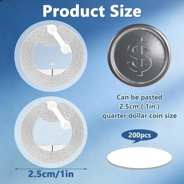 Alt view image 2 of 7 - 200 Pcs NFC Stickers Ntag215 Programmable NFC Tags Sticker 504 Bytes Memory Adhesive Labels Rewritable RFID Stickers Tag Compatible with NFC-Enabledsmartphones and Devices