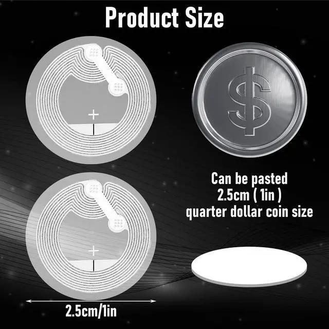 Alt view image 2 of 7 - 100pcs NFC Tags Sticker Programmable NFC Stickers Ntag215 Chip Rewritable RFID Stickers 504 Bytes Memory Adhesive Labels Compatible All NFC-Enabled