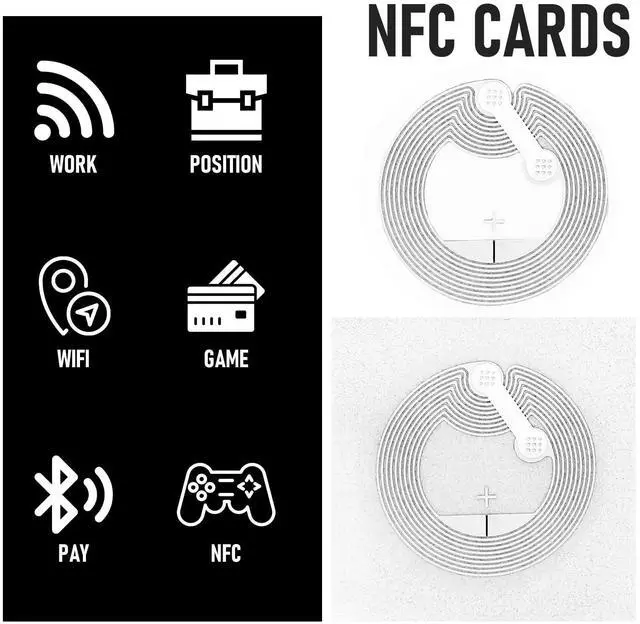Alt view image 3 of 7 - 100pcs NFC Tags Sticker Programmable NFC Stickers Ntag215 Chip Rewritable RFID Stickers 504 Bytes Memory Adhesive Labels Compatible All NFC-Enabled